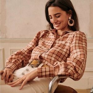 Sezane Bonny Plaid Blouse Size 36 (4)